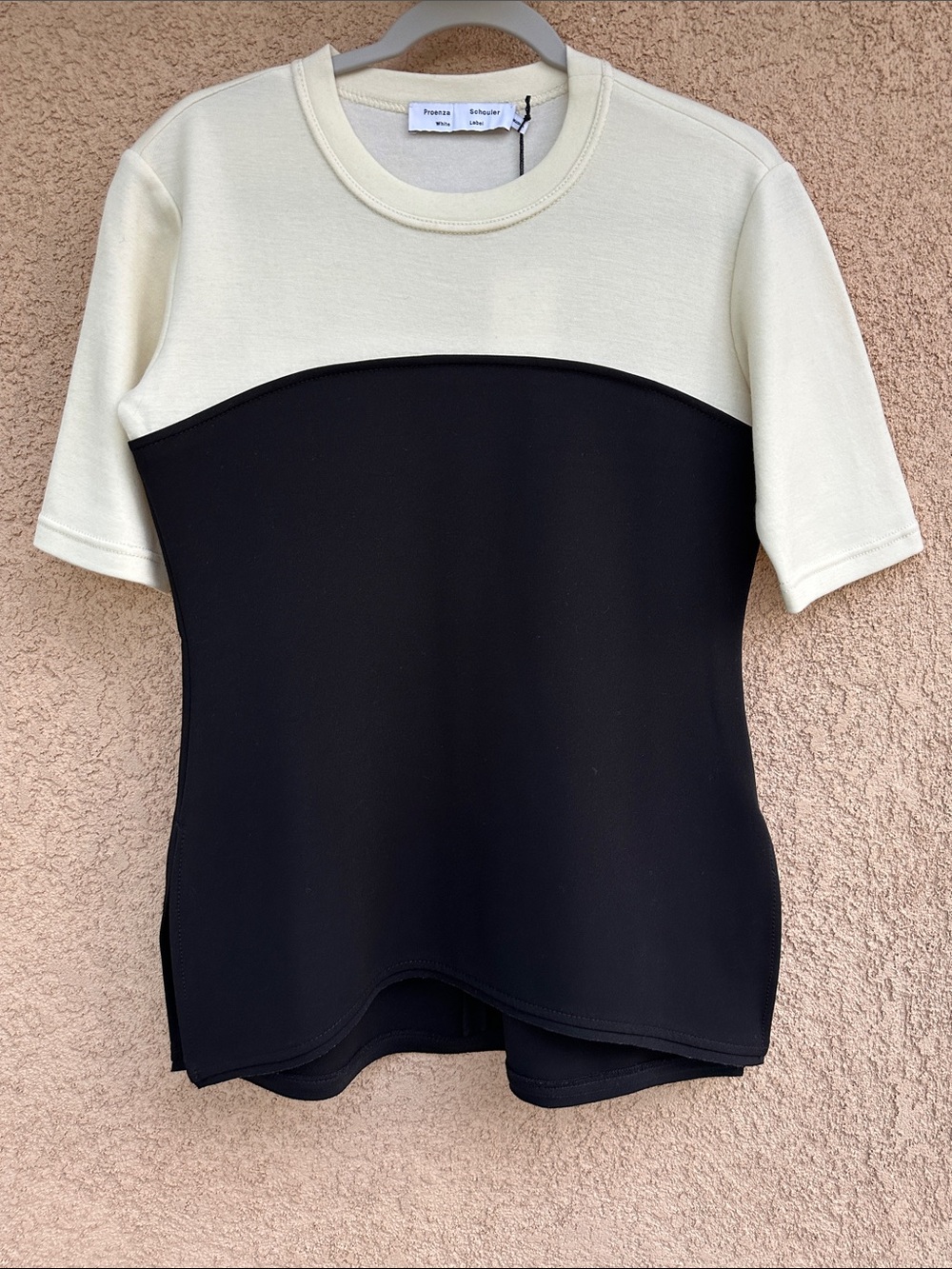 PROENZA SCHOULER WHITE LABEL Mixed Media Layered Top In Black/Ecru